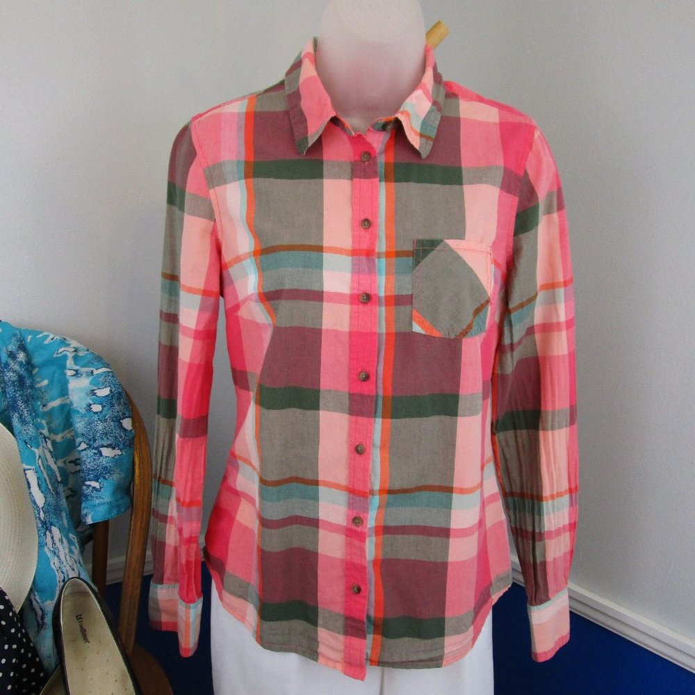 Merona Plaid Button Down Patch Pocket Long Sleeve Shirt
